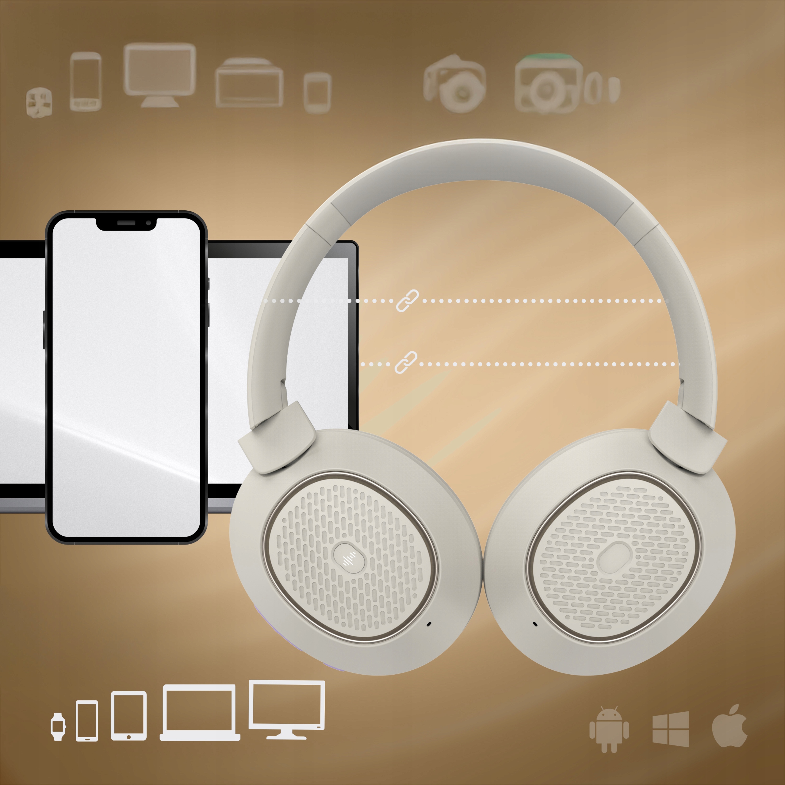 Słuchawki BEZPRZEWODOWE Bluetooth PowerLocus Universe ANC Micro Etui 60h