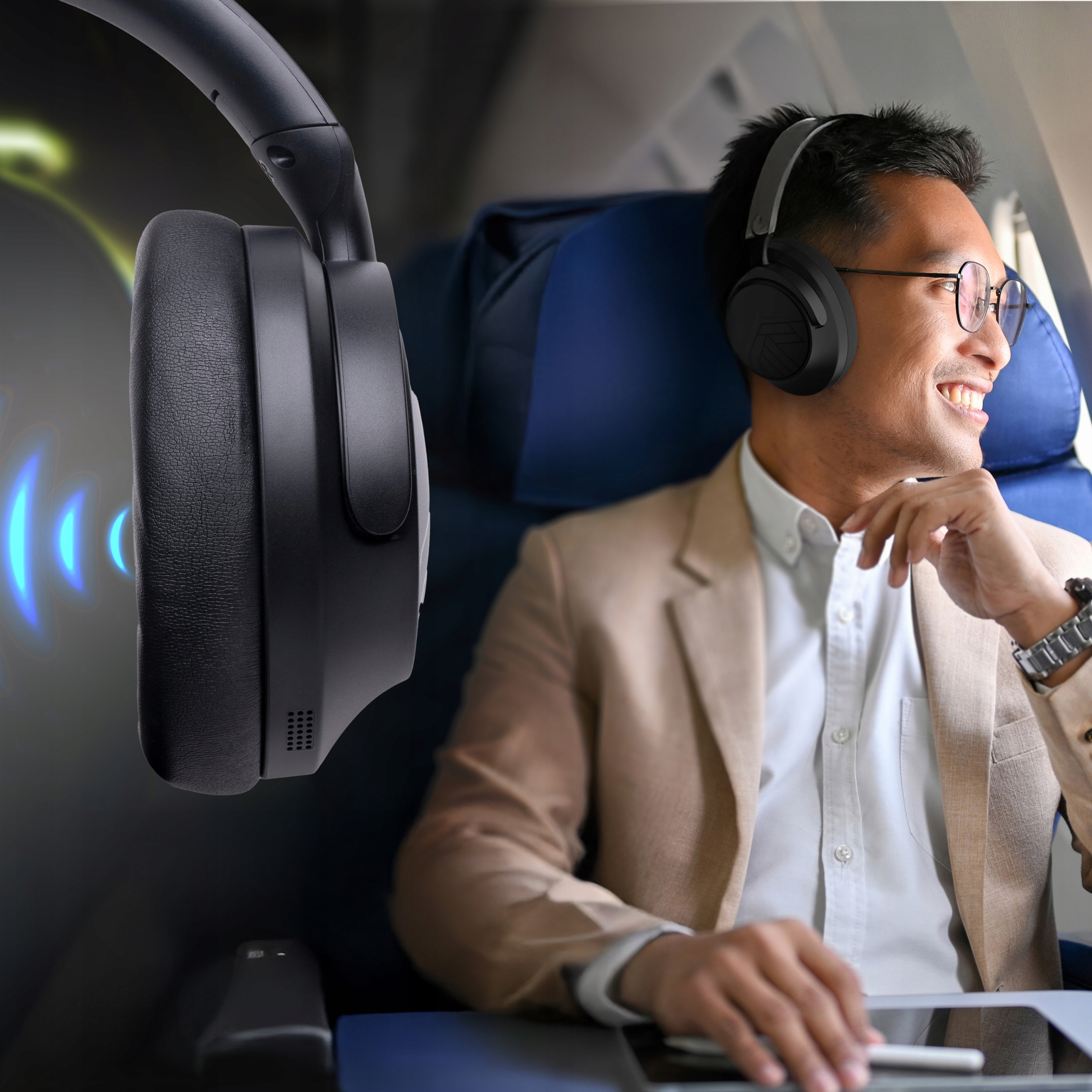 Słuchawki PREMIUM 70h Bluetooth PowerLocus Moonfly / Mikrofon / ANC + Etui