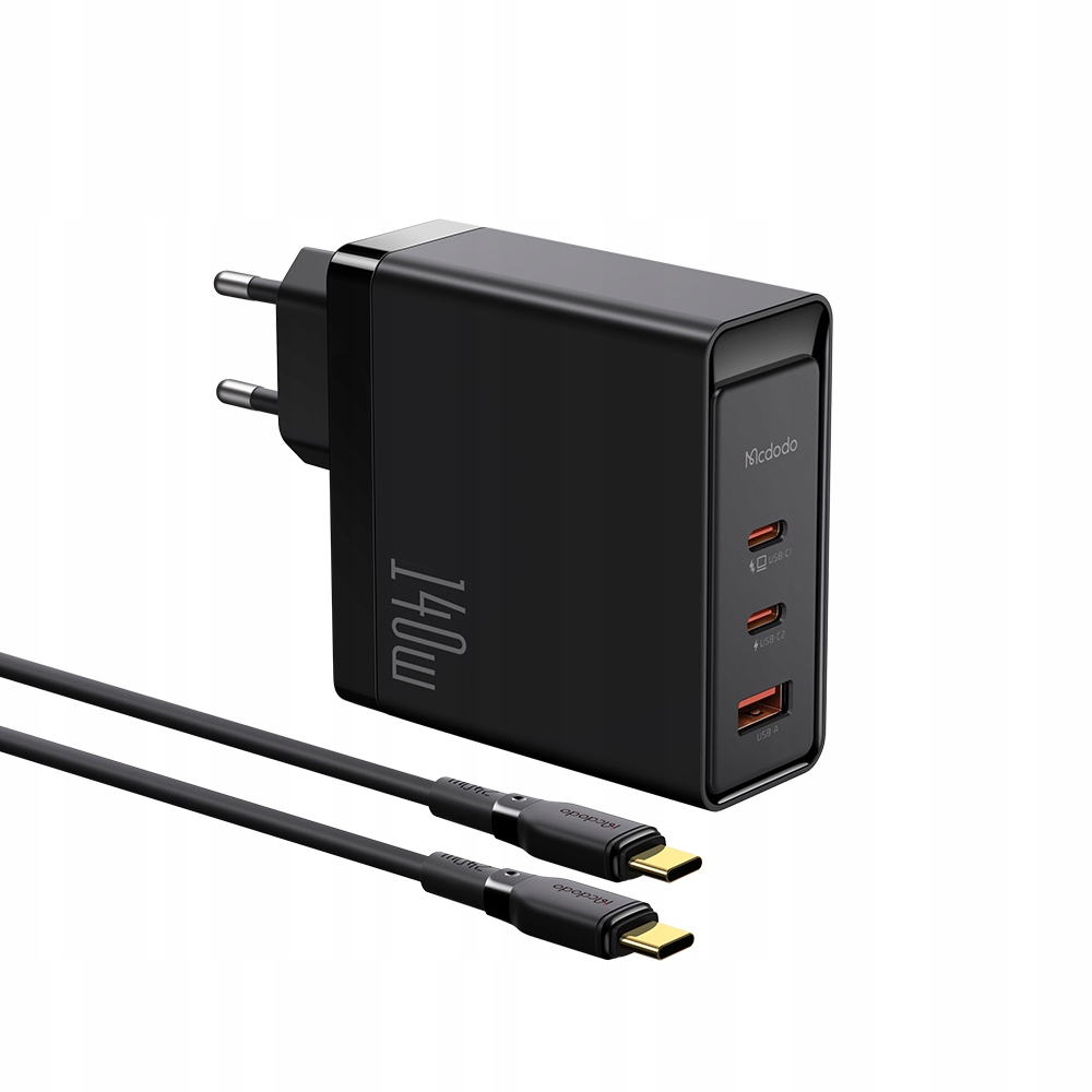 McDodo Ładowarka Sieciowa 140W GAN z 3x USB-C + Kabel do MacBooka