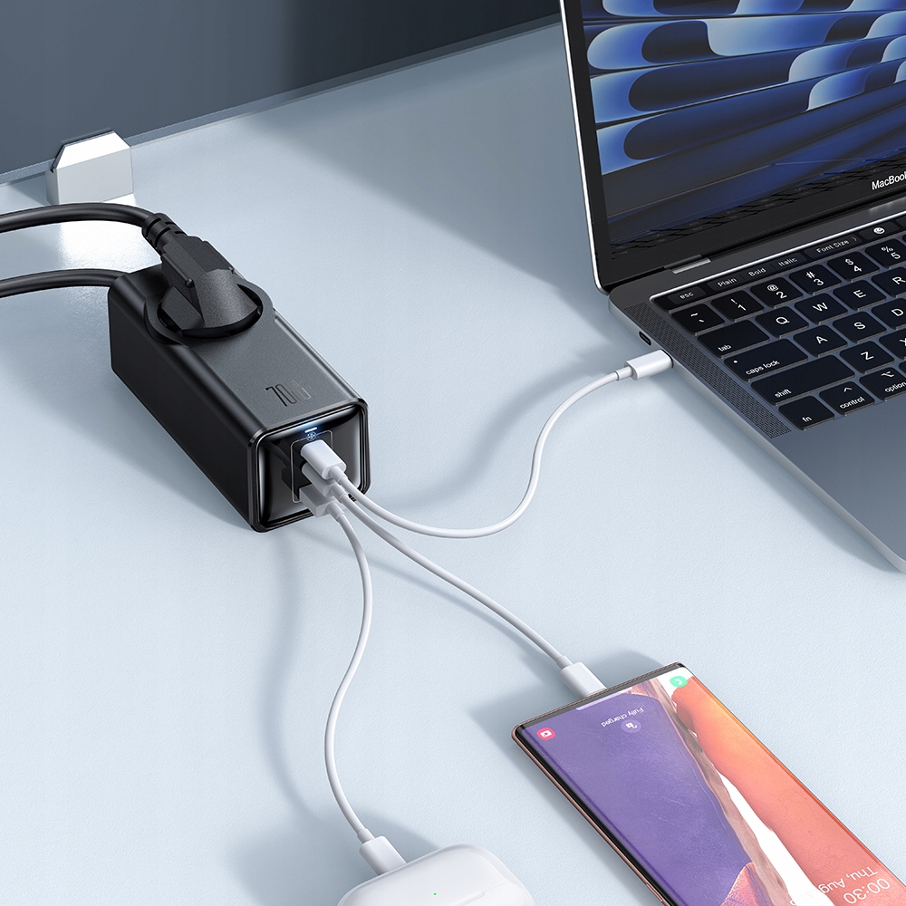 MCDODO Ładowarka sieciowa GAN Typ C z 4x USB-C, 70W, czarna