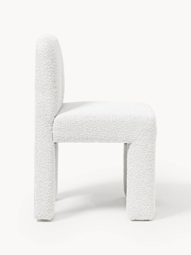 Krzesło tapicerowane Bouclé Lukas Białe