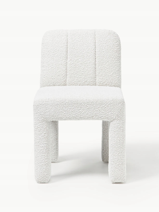 Krzesło tapicerowane Bouclé Lukas Białe