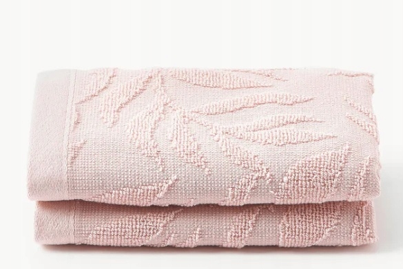 Ręcznik z wypukłą strukturą Leaf 2 x 30 x 30 cm Jasny różowy