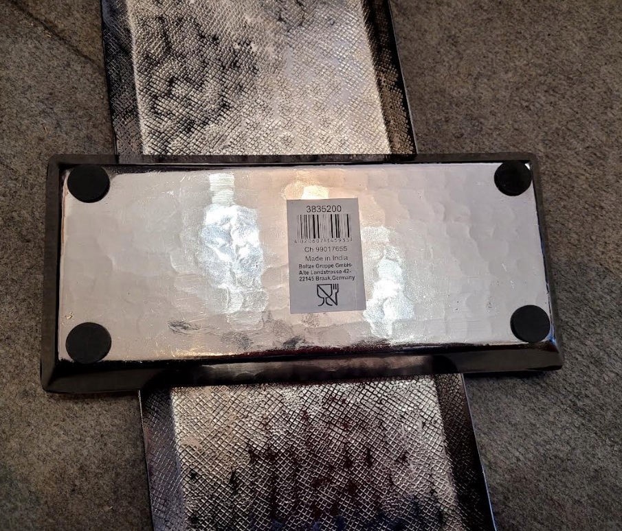 2 x taca dekoracyjna „Arabelle” srebrna, szerokość: 38 -17 cm + 28 -13 cm