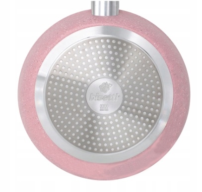 Zestaw garnków 13 elementów efekt granitu różowy uchwyt stalowy Stonerose