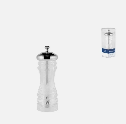 Młynek ręczny tworzywo sztuczne bezbarwny /srebrny 15 cm do soli