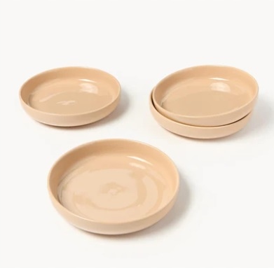 Talerz głęboki z porcelany Nessa, 2 szt. Brzoskwiniowy, błyszczący