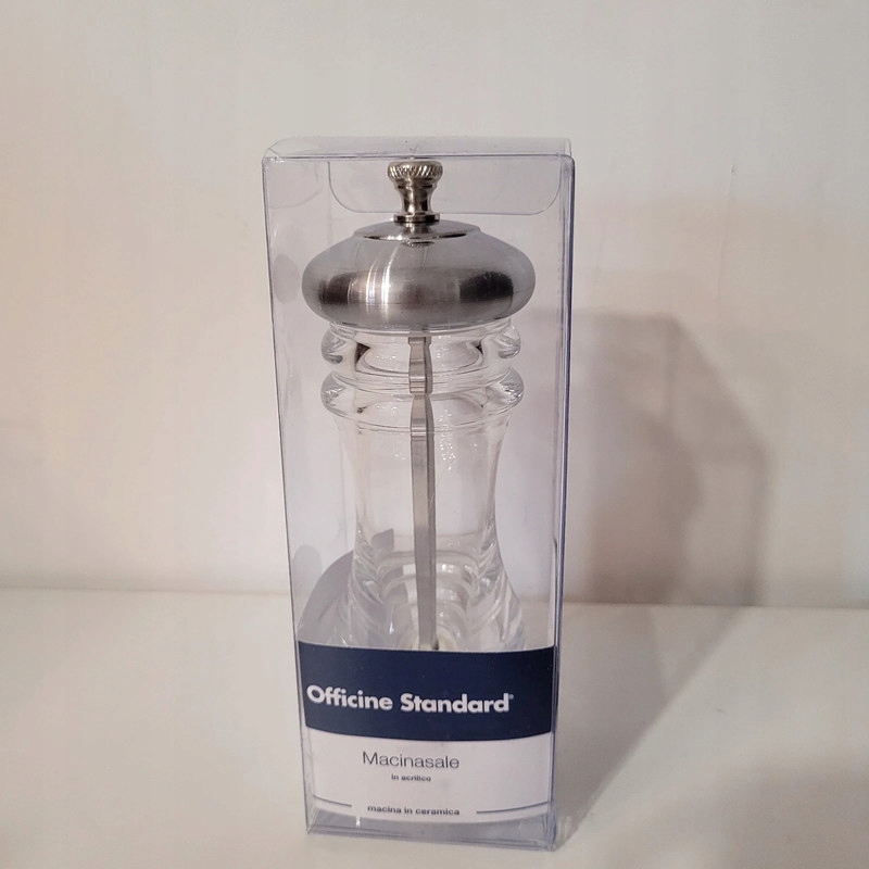 Młynek ręczny tworzywo sztuczne bezbarwny /srebrny 15 cm do soli