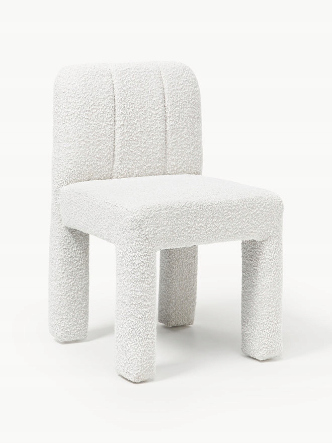 Krzesło tapicerowane Bouclé Lukas Białe