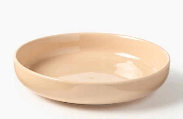 Talerz głęboki z porcelany Nessa, 2 szt. Brzoskwiniowy, błyszczący