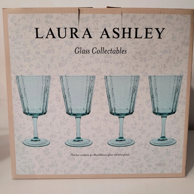 Zestaw 4 kieliszków , przezroczyste- zielone, Laura Ashley 360 ml