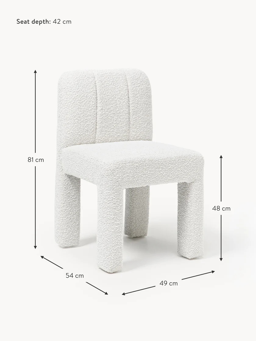 Krzesło tapicerowane Bouclé Lukas Białe
