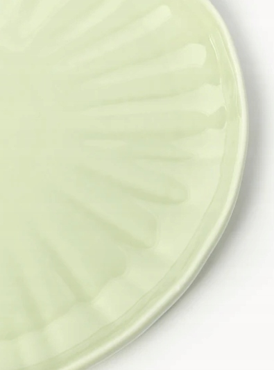 Komplet naczyń z porcelany z reliefem Sali, dla 4 osób 12elem Jasny zielony