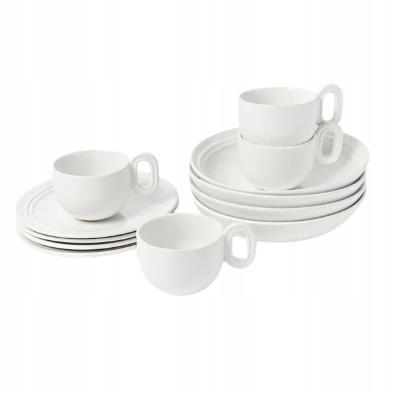 Ręcznie wykonany komplet naczyń śniadaniowych Stevns, dla 4 osób (12 elem.)