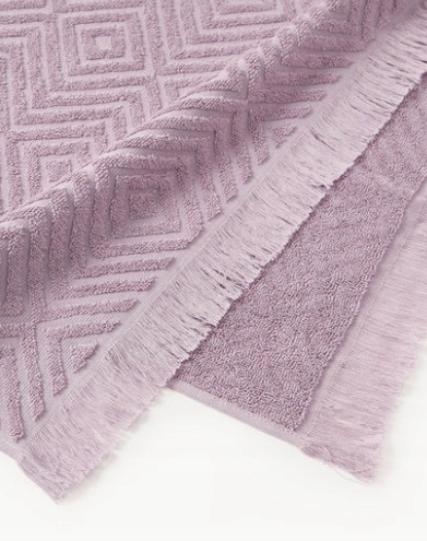 Ręcznik z wypukłą strukturą Jacqui liliowe 2 sztuki 30 x 50 cm