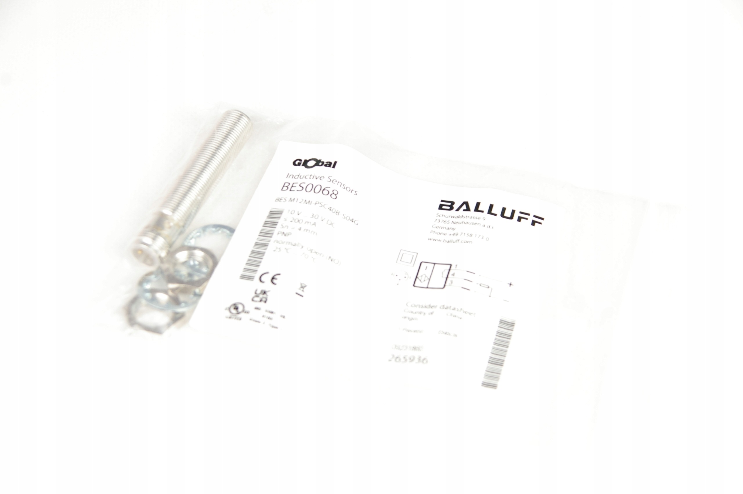Balluff BES0068 BES M12MI-PSC40B-S04G Inductive Sensor · ID 304191679 · Photo 1