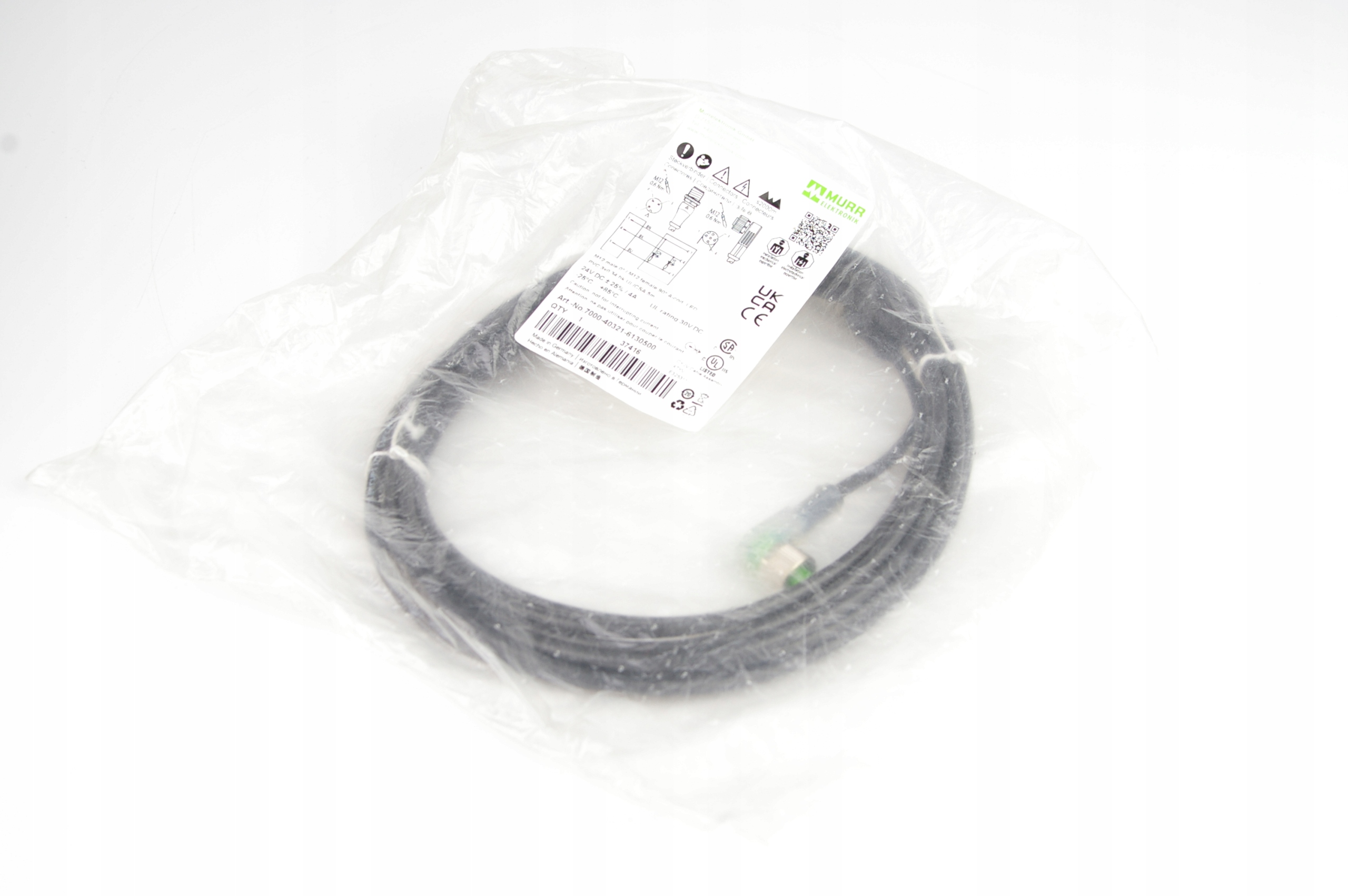 Murr Elektronik 7000-40321-6130500 M12 male 0° / M12 female 90° A-cod. LED · ID 115245381 · Zdjęcie 1
