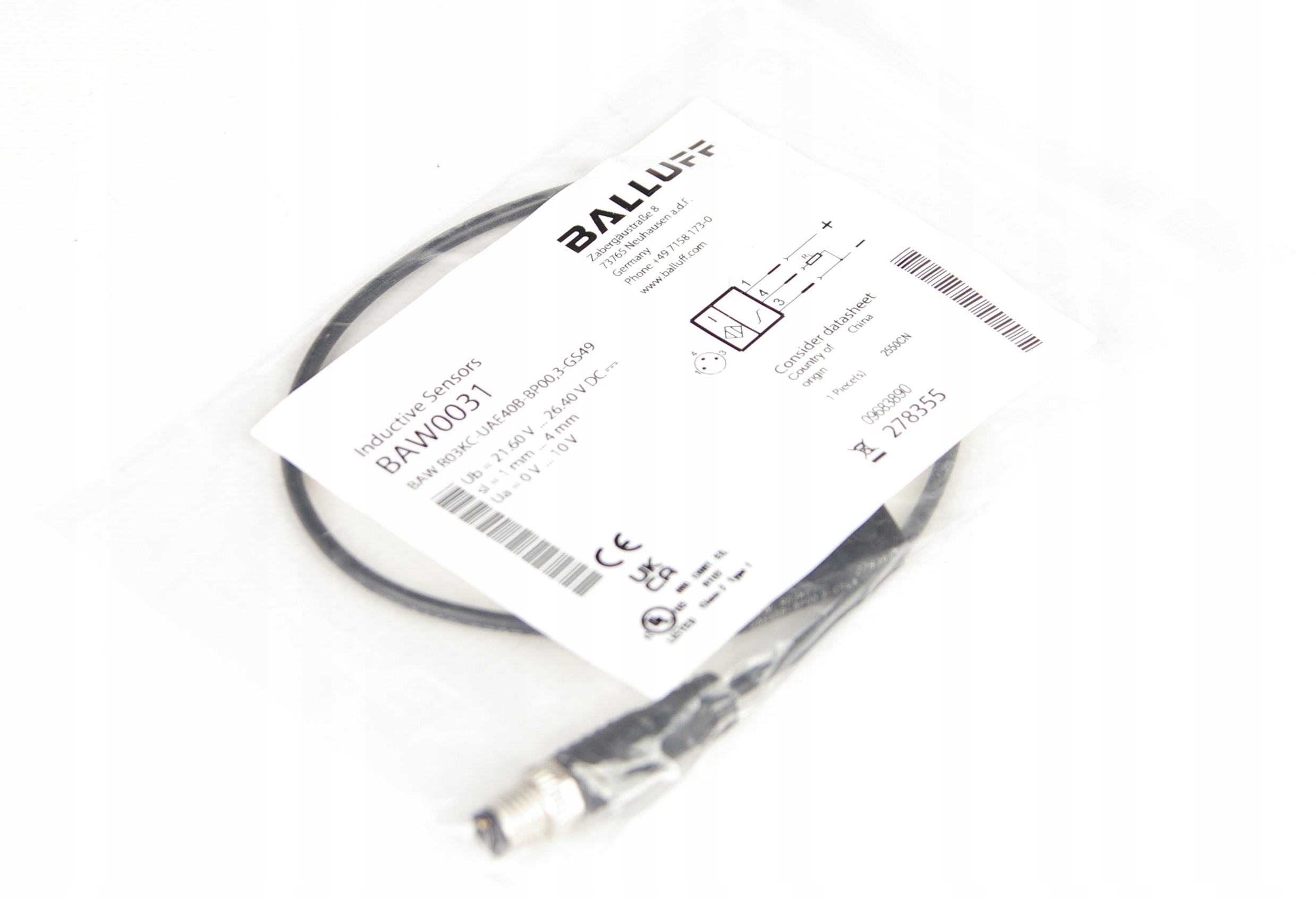 Balluff BAW0031 BAW R03KC-UAE40B-BP00,3-GS49 Inductive sensor · ID 244060505 · Photo 1