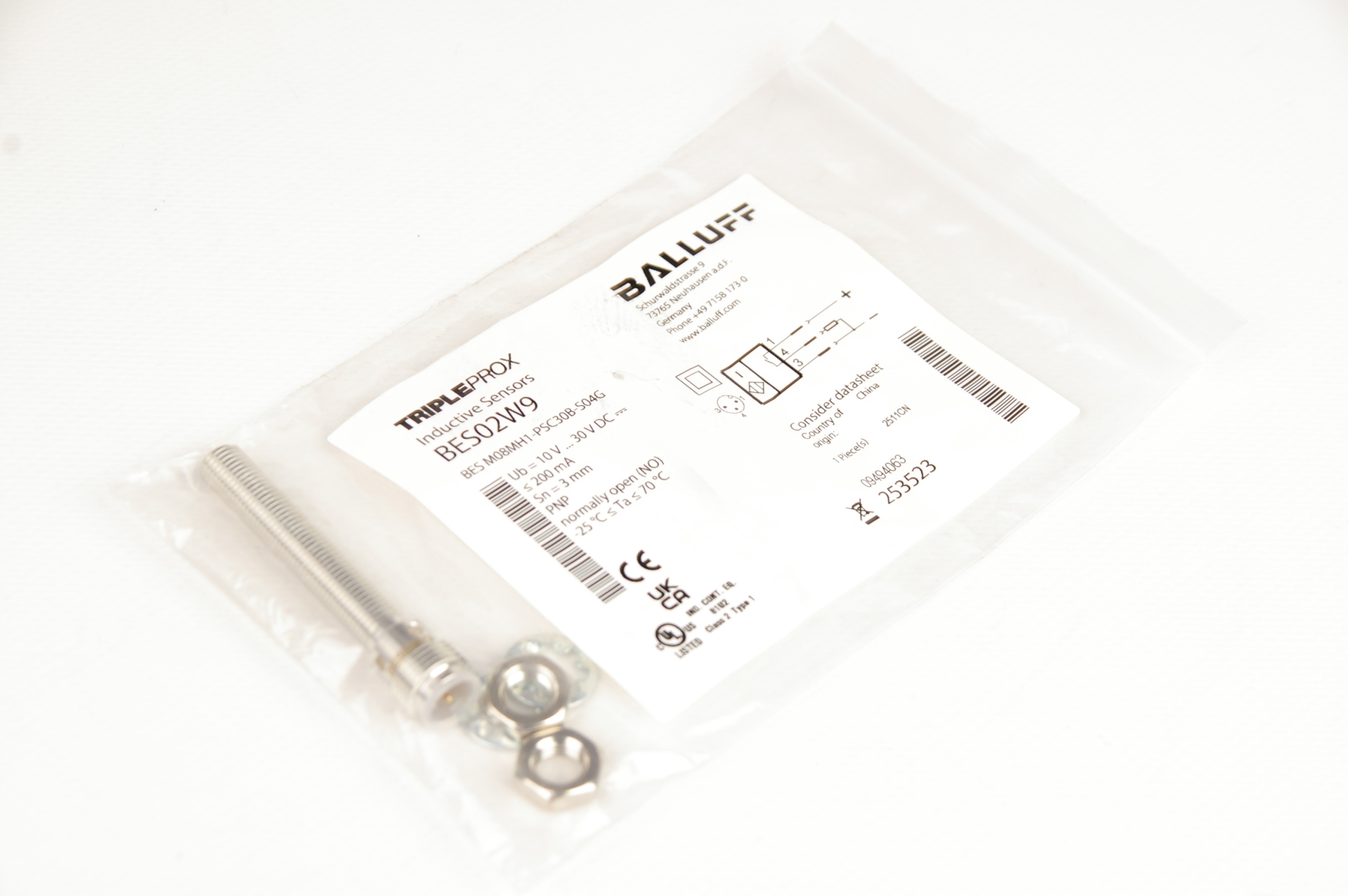 Balluff BES02W9 BES M08MH1-PSC30B-S04G Inductive Sensor · ID 229300333 · Photo 1