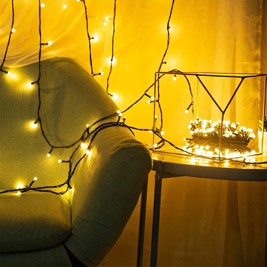 LAMPKI CHOINKOWE Świąteczne Światełka WEWNĘTRZNE 100led BIAŁE CIEPŁE L100C