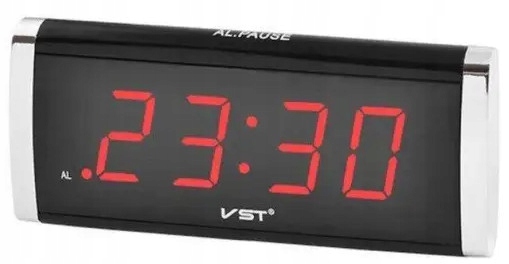 BUDZIK Zegar Cyfrowy Z Alarmem Elektroniczny LED Sieciowy Czerwony 391