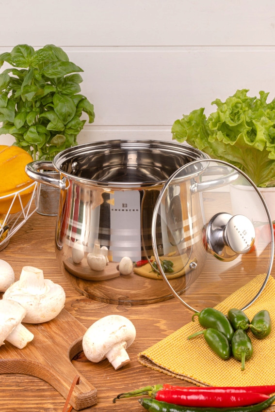 GARNEK STALOWY Z Pokrywką Głęboki Wysoki Beczułka 8,8l 24cm 534