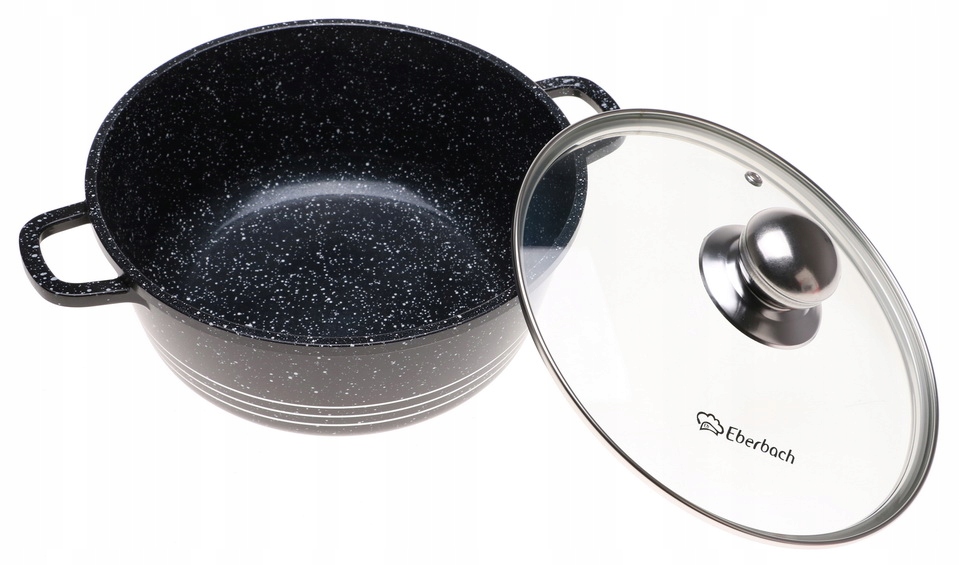 GARNEK MARMUROWY Czarny 26cm INDUKCJA 5,2l 2156