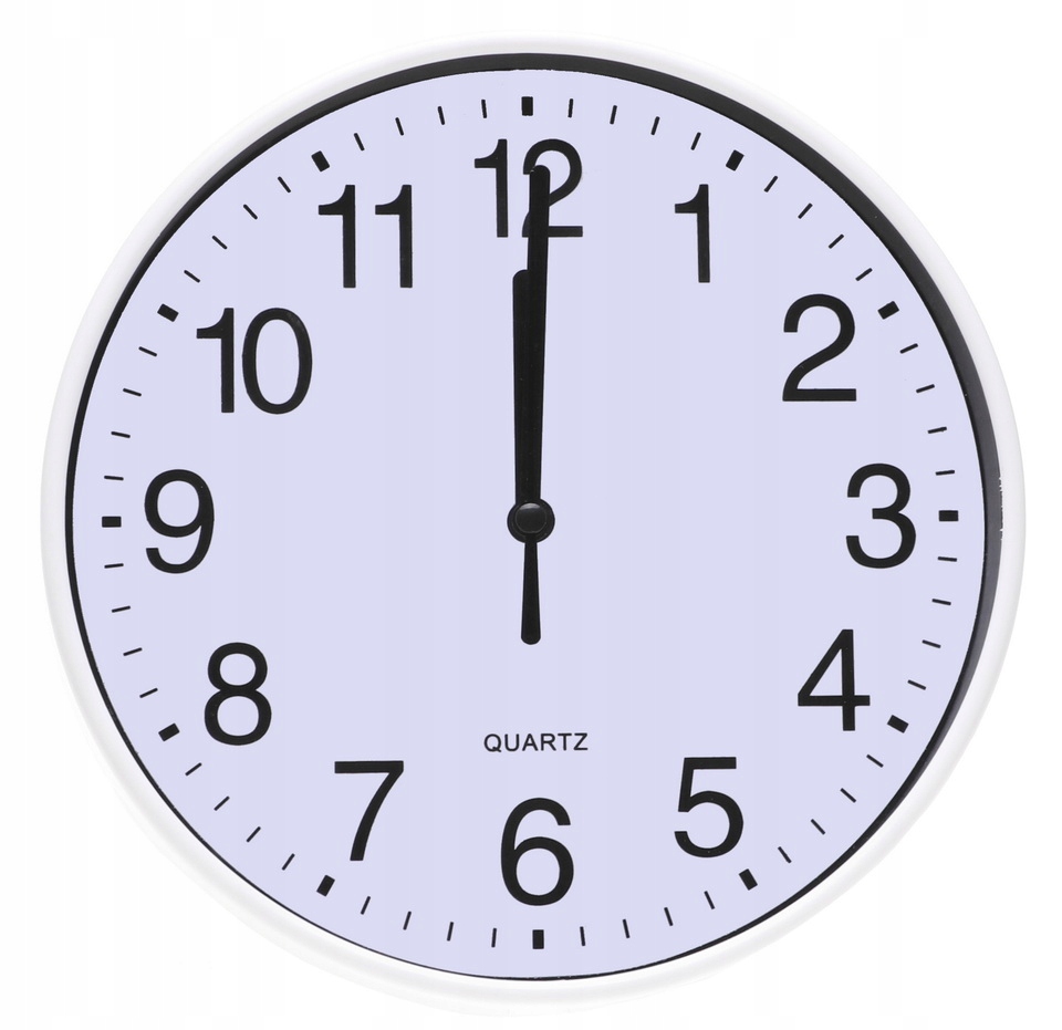 ZEGAR ŚCIENNY 19cm Cichy Płynna Praca DUŻE Cyfry Biały A5917