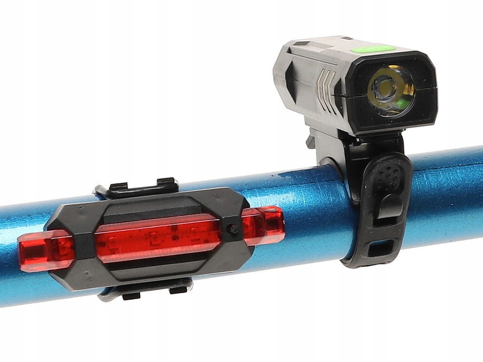 LAMPKI Rowerowe Światło OŚWIETLENIE Latarka PRZÓD TYŁ Zestaw Lampek 6256