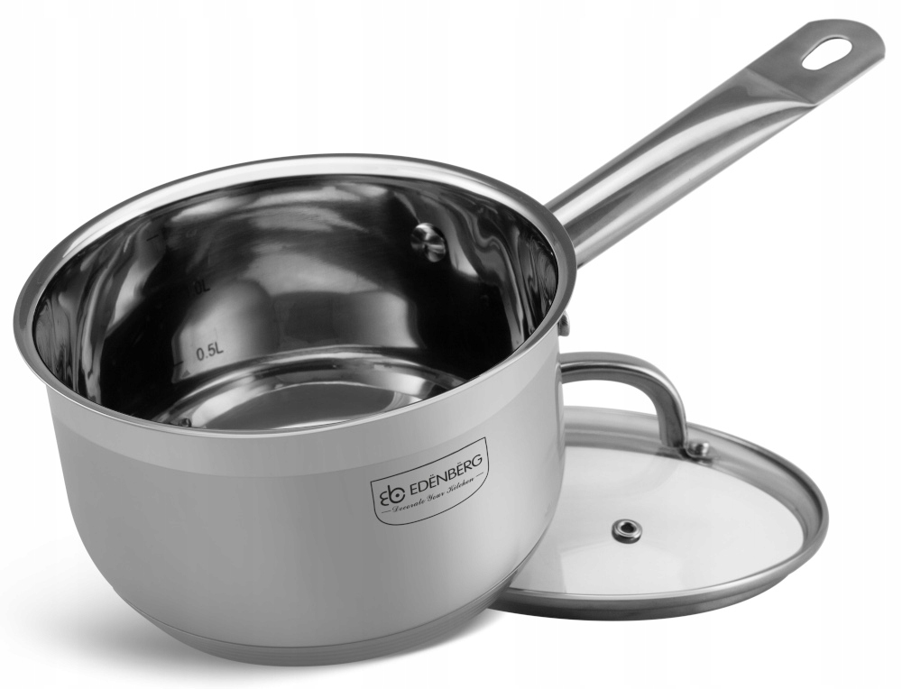 RONDEL Stalowy Garnek GRUBE 5x DNO z POKRYWKĄ 1,9L 16cm 6013