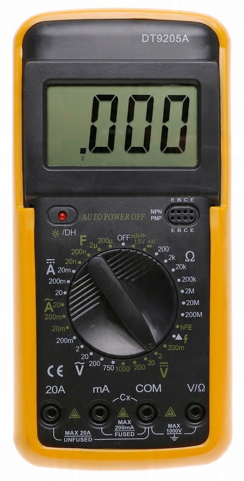 MIERNIK Cyfrowy LCD MULTIMETR Prądu Uniwersalny 9205