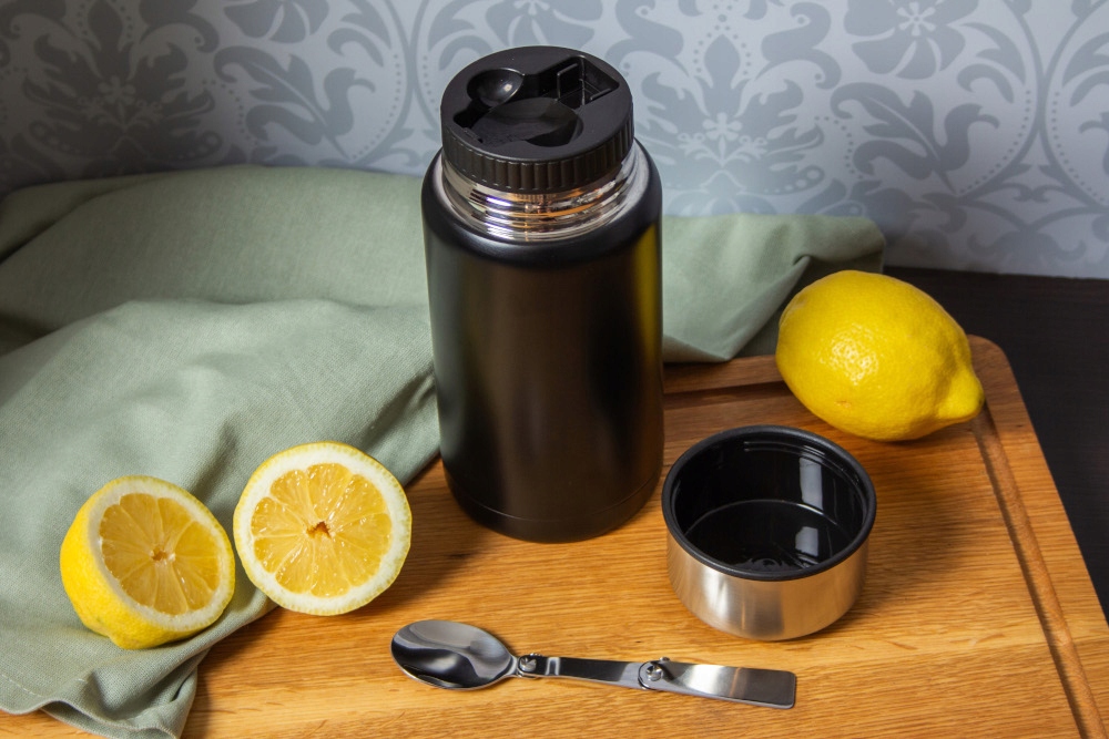 TERMOS OBIADOWY Menażka 0,75L POJEMNIK Na ZUPĘ Żywność Obiad Z ŁYŻKĄ 3571