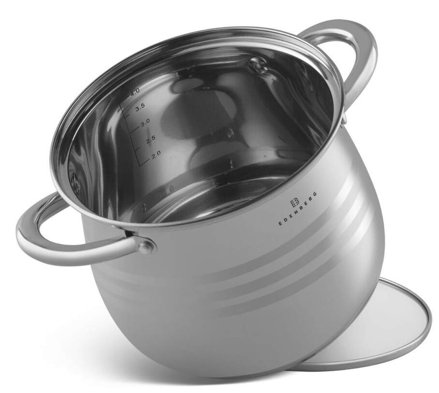 GARNEK STALOWY Z Pokrywką Głęboki Wysoki Beczułka 4l 18cm 532