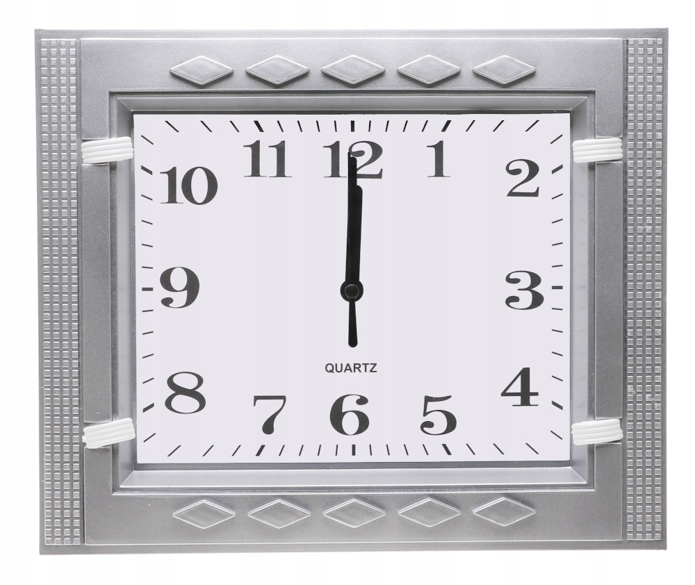 ZEGAR ŚCIENNY 26,5x22cm Prostokątny SREBRNY A5901