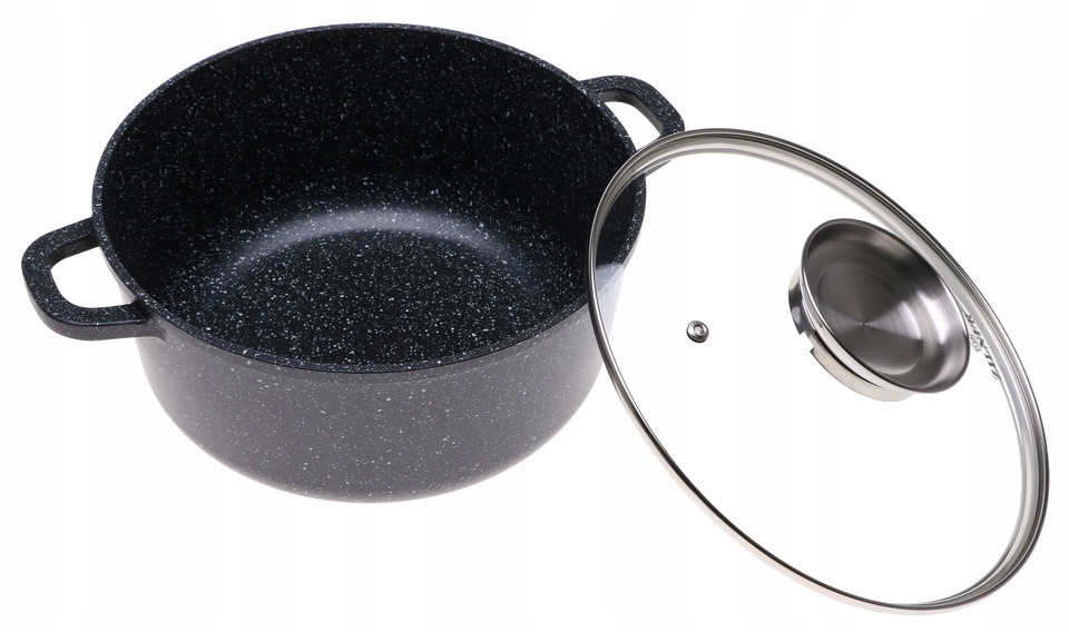 GARNEK MARMUROWY Czarny 24cm INDUKCJA 4,5l 9005