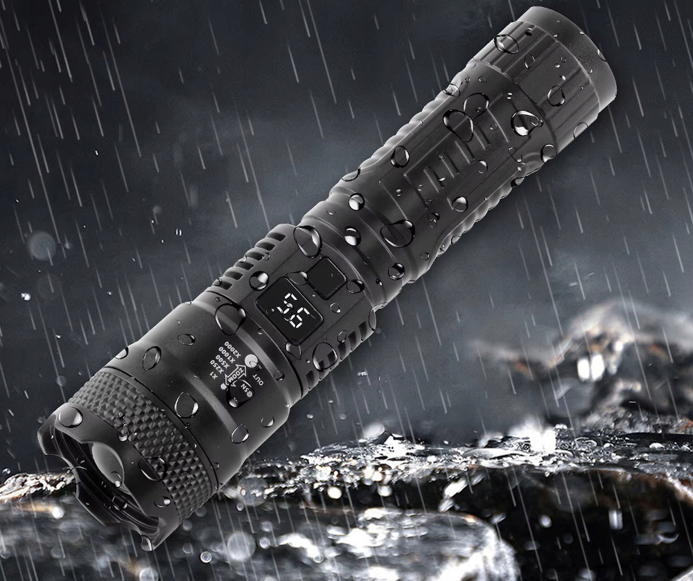 LATARKA LED MOCNA Z Wyświetlaczem Taktyczna MOCNA USB ZOOM A6635