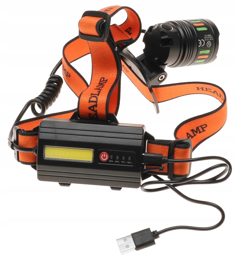 LATARKA Czołowa LED COB TYLNE Światło Czerwone ZOOM Czołówka 8892