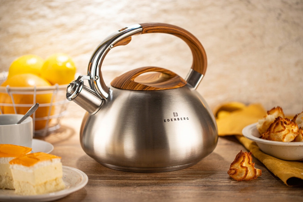 CZAJNIK Stalowy SATYNOWY 3l GRUBE 3xDNO Z Gwizdkiem INDUKCJA Gaz 1400W