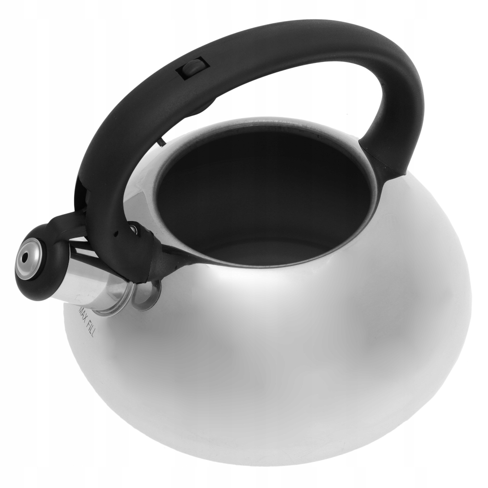 CZAJNIK Stalowy BŁYSZCZĄCY 2,5l GRUBE 3xDNO Z Gwizdkiem INDUKCJA Gaz 1026