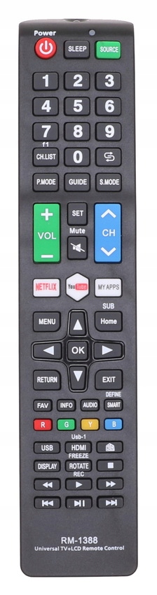 PILOT Uniwersalny Do TV Telewizorów Netflix Youtube 3D LCD LED 1388