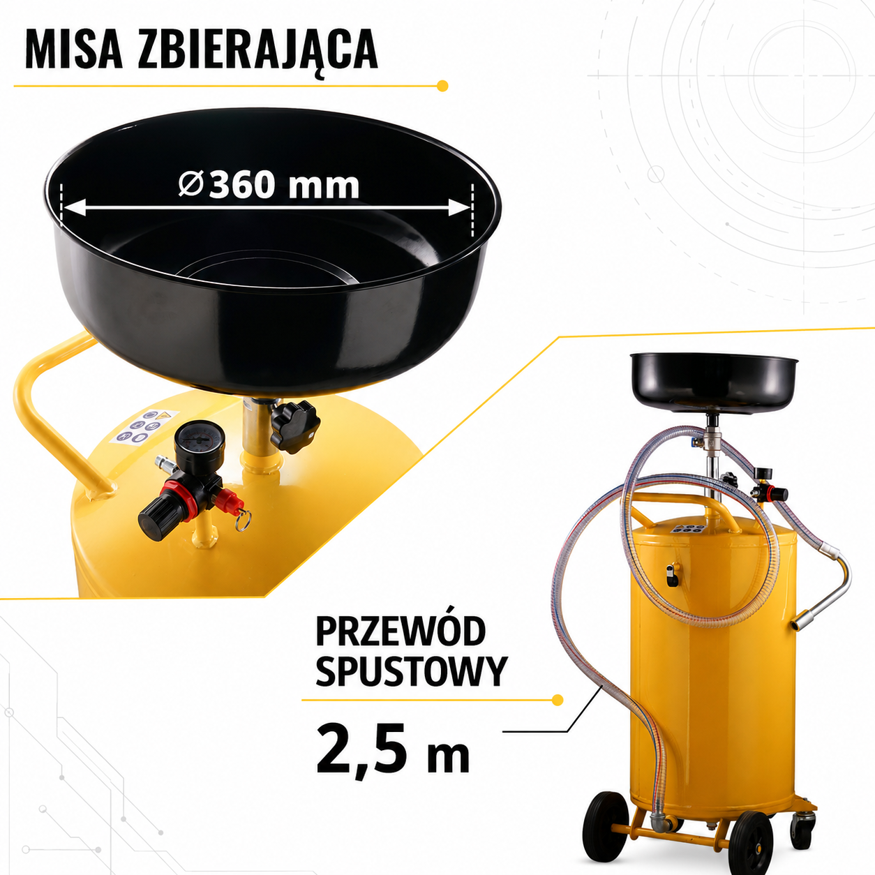 Regulowana misa zlewarki do oleju ZO-80