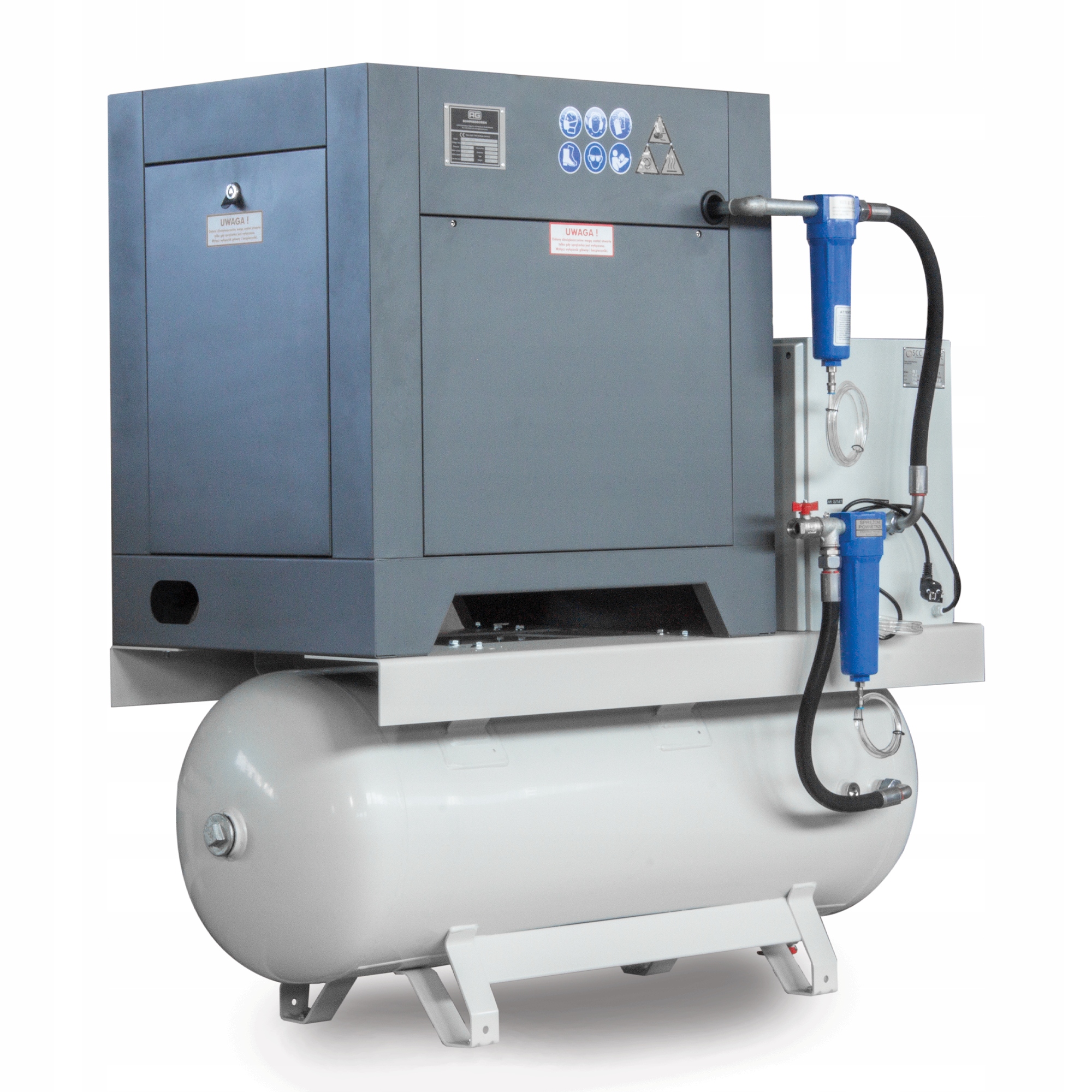 Kompresor śrubowy z falownikiem i osuszaczem 7.5kw, 10 Bar, 270 Litrów 400V