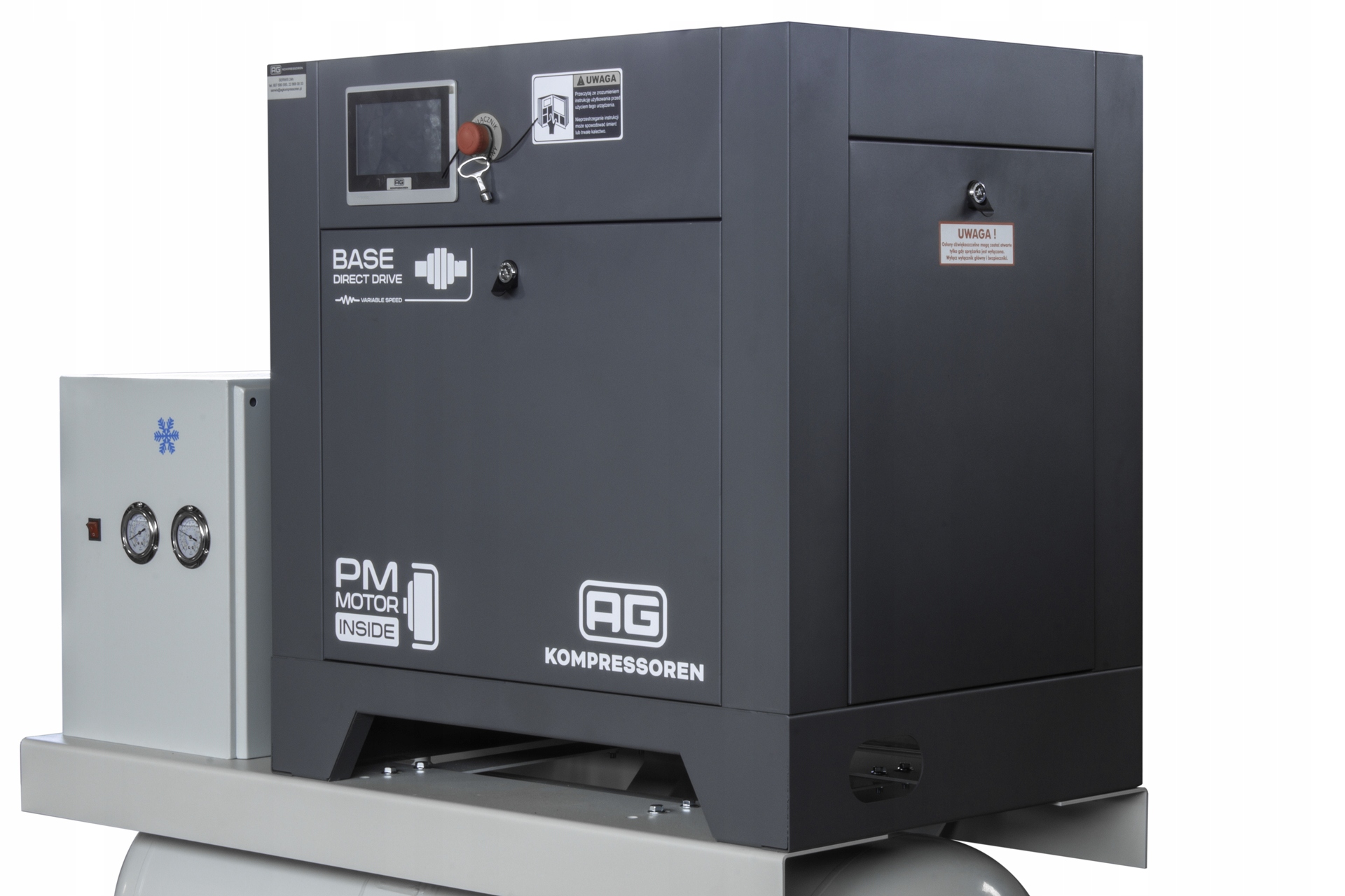 Kompresor śrubowy z falownikiem i osuszaczem 7.5kw, 10 Bar, 270 Litrów 400V