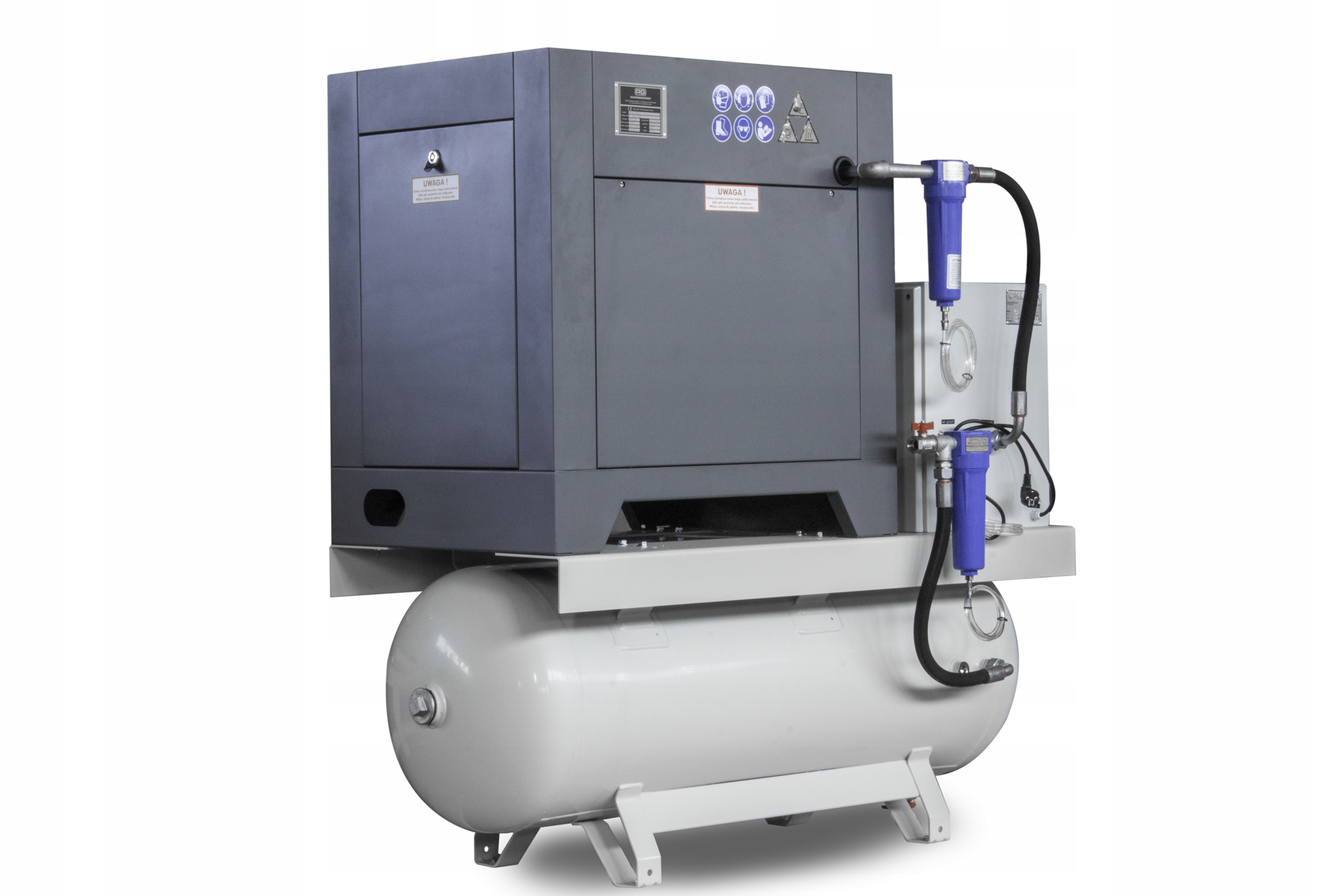 Kompresor śrubowy z falownikiem i osuszaczem 7.5kw, 10 Bar, 270 Litrów 400V