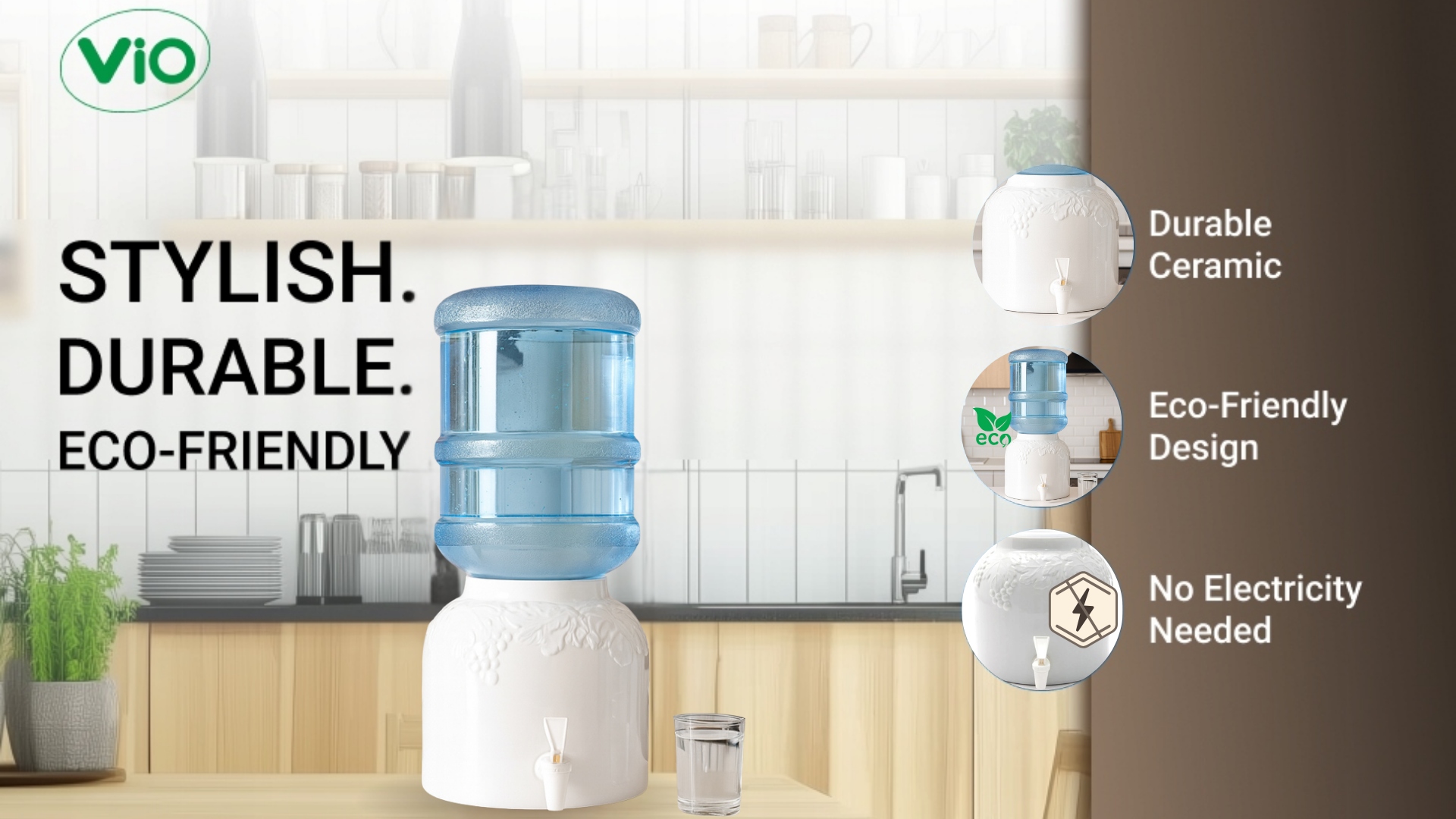 Ceramiczny Dystrybutor Wody ViO CD-02 Biały Winogron Zestaw Basic