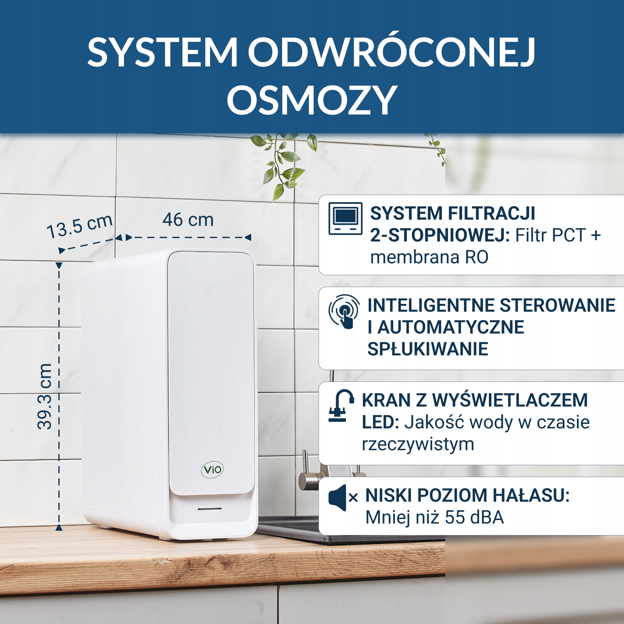 SYSTEM ODWRÓCONA OSMOZA VIO AW-RB26 800 Т z SMART-KRANEM WYDAJNOŚĆ 2 l/m