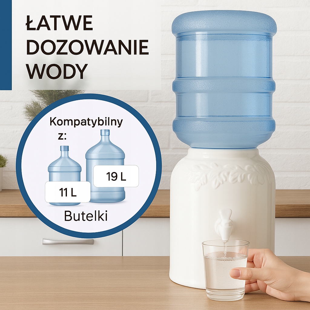 Ceramiczny Dystrybutor Wody ViO CD-02 Biały Winogron Zestaw Basic