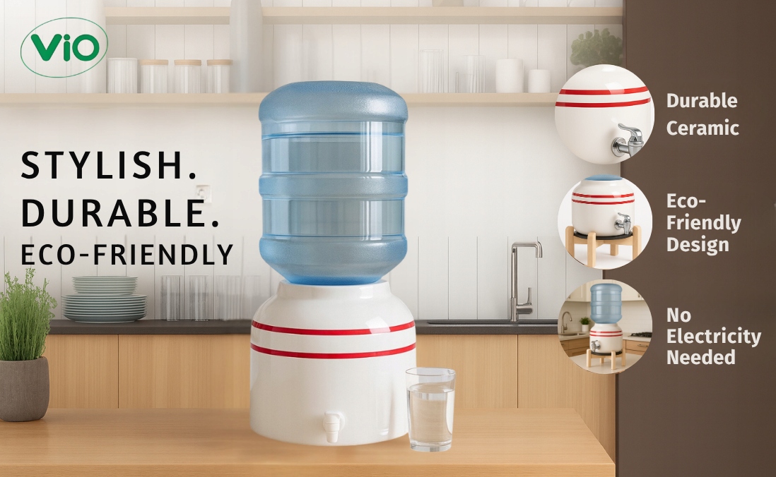 Ceramiczny Dystrybutor Wody ViO CD-02 - Czerwony Pasek Zestaw Basic