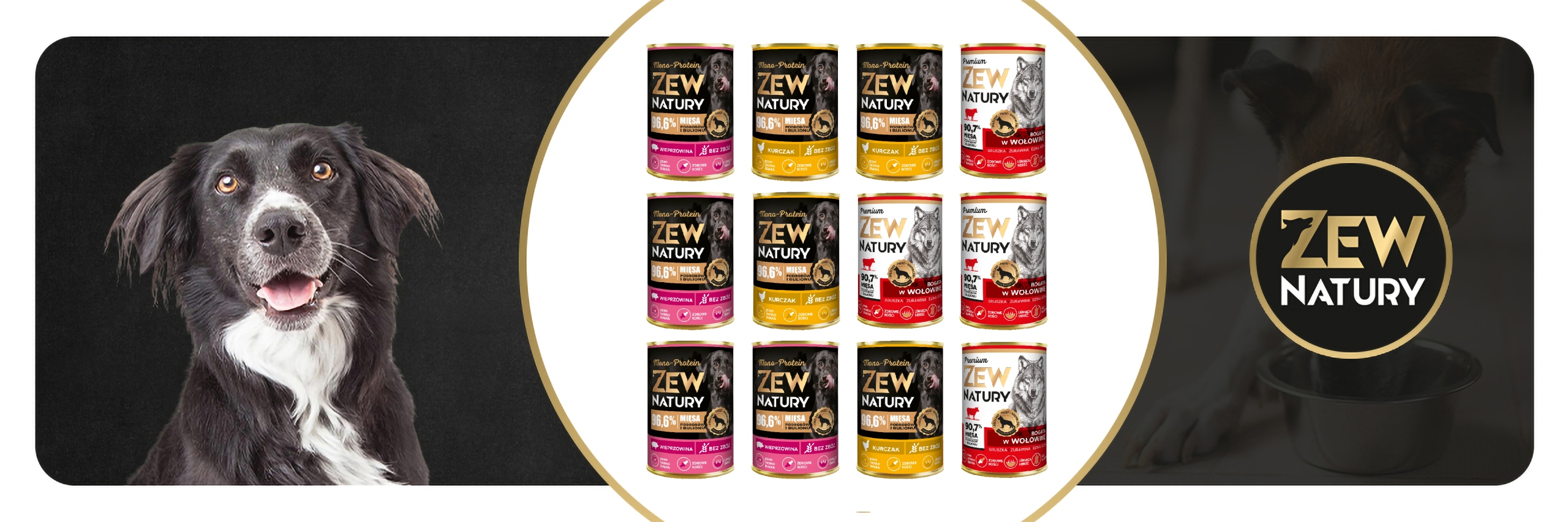 Mokra karma dla psa Zew Natury Mix Mięsny Apetyt Mono-Protein + Premium 12 x 400 g