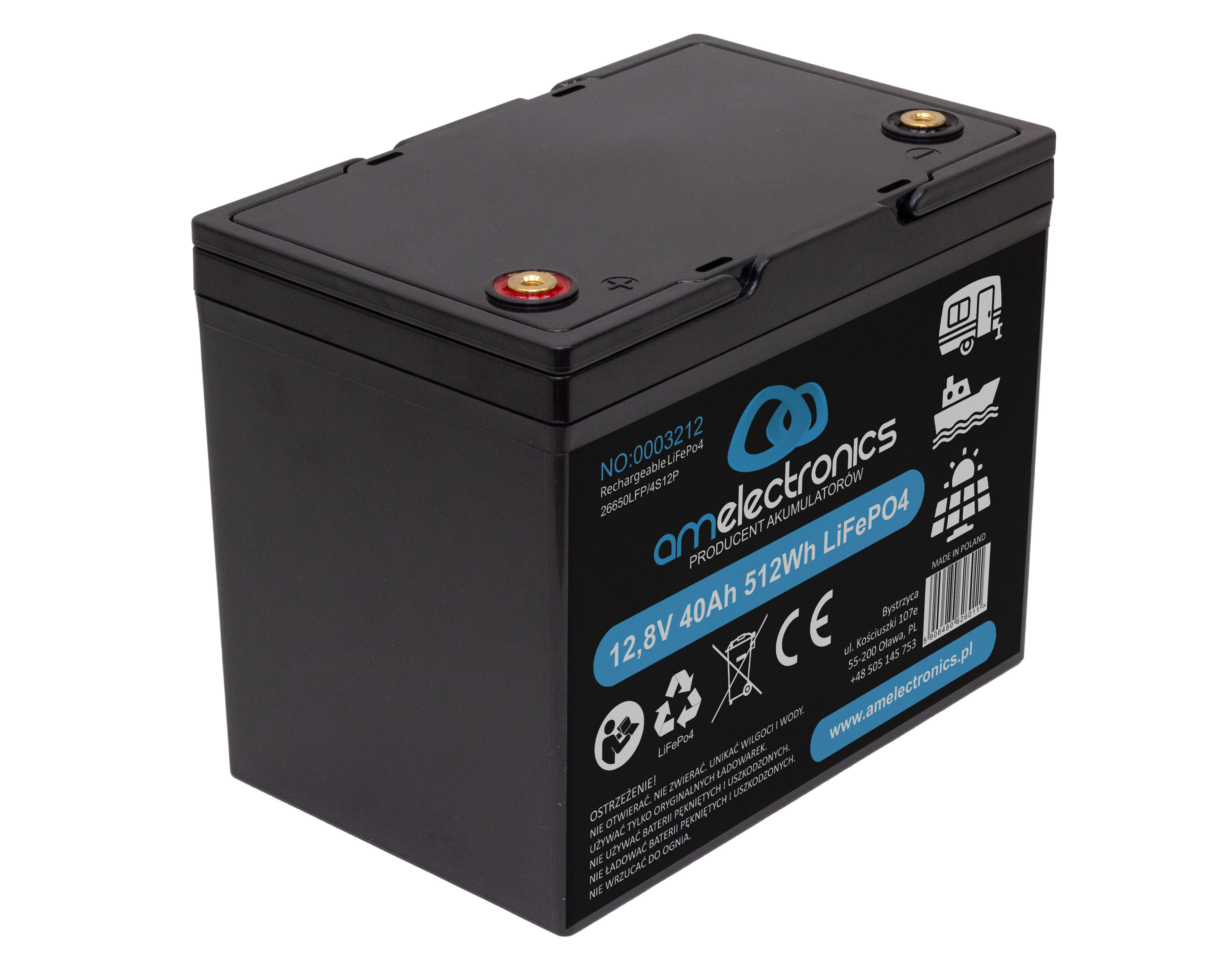 AKUMULATOR LIFEPO4 12,8V 40Ah BEZ WYŚWIETLACZA (3212)